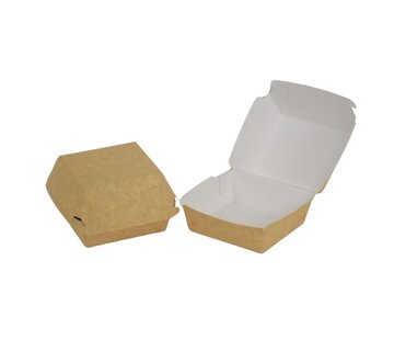Hamburgerbakje kraft - bruin/wit - groot - 155 x 155 x 90 mm - 250 stuks