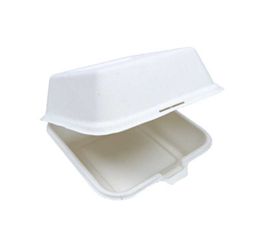 Hamburgerbox bagasse – wit – 150 x 150 x 75 mm 450 ml - 500 stuks