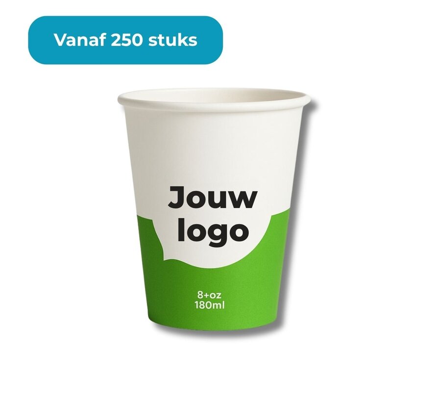 Bedrukte koffiebekers 7,5oz - Karton - 180 ml - Verpakking 250 stuks
