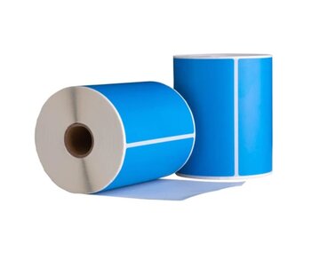 Verzendetiketten blauw - 102 x 150 mm - Doos met 10 rollen - 3.000 labels totaal