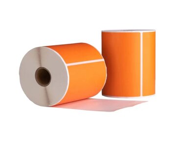 Verzendetiketten oranje - 102 x 150 mm - Doos met 10 rollen - 3.000 labels totaal