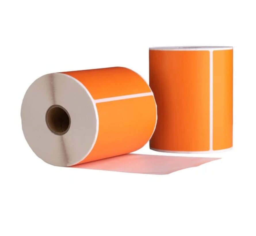 Verzendetiketten oranje - 102 x 150 mm - Doos met 10 rollen - 3.000 labels totaal