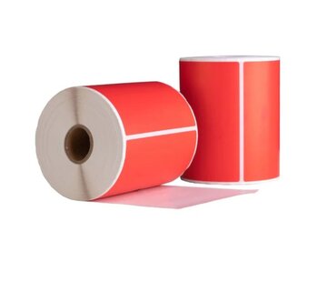 Verzendetiketten rood - 102 x 150 mm - Doos met 10 rollen - 3.000 labels totaal