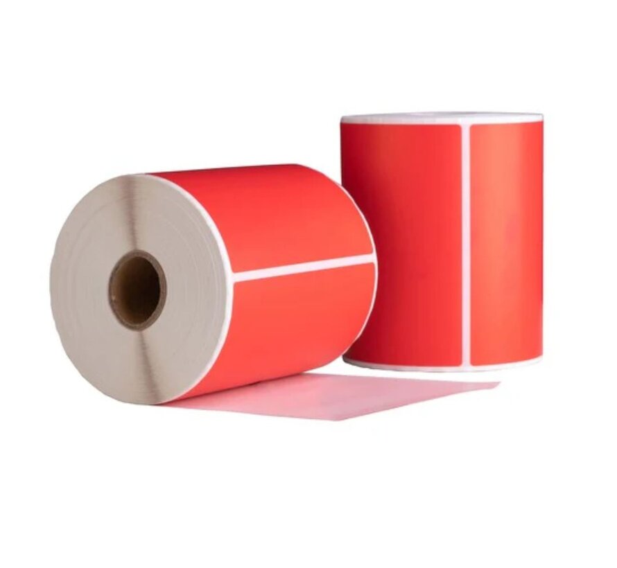 Verzendetiketten rood - 102 x 150 mm - Doos met 10 rollen - 3.000 labels totaal