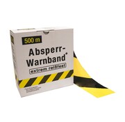 Afzetlint Geel/Zwart - 75 mm x 500 m - Extra sterk 32 my - In dispenserdoos