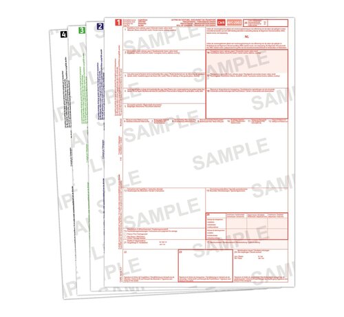 CMR vrachtbrief laser 4-voud - 1 t/m 4 - Ongenummerd - Doos 500 sets
