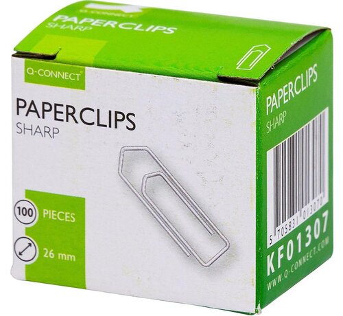 Q-CONNECT - papierklemmen - 26 mm gepunt - 100 stuks