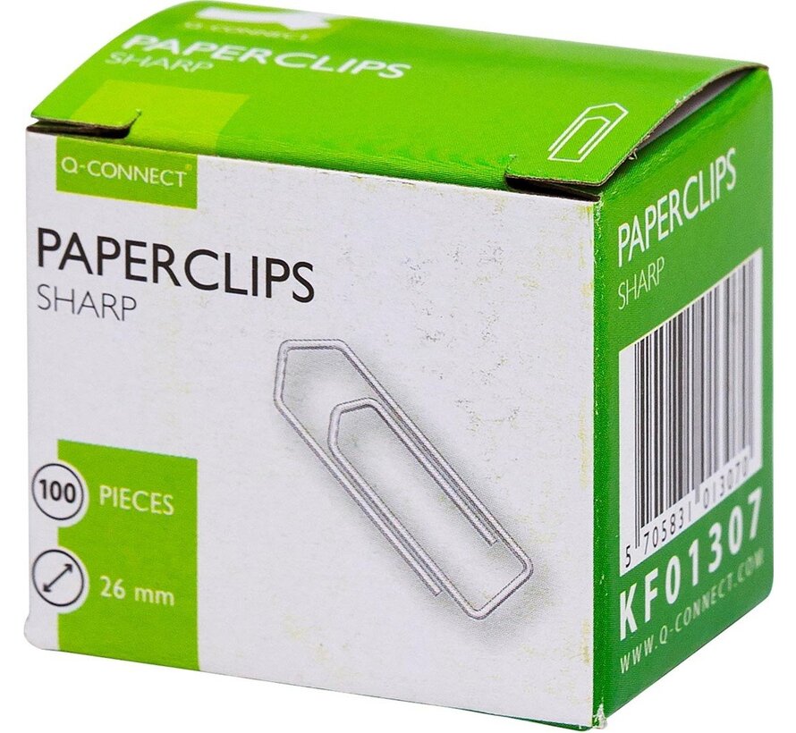 Q-CONNECT - papierklemmen - 26 mm gepunt - 100 stuks