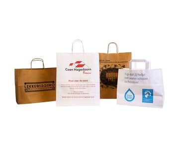 Specipack Bedrukte papieren tasjes - 54 x 14 x 44 cm - Per 100 stuks - Keuze uit kleur en handgreep