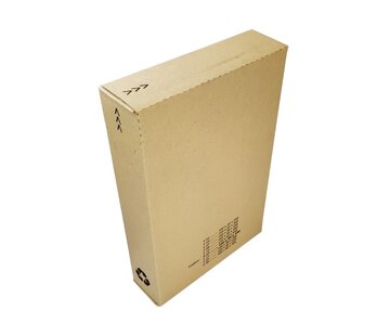 Platte verzenddoos met plakstrips - Opening korte zijde - 250 x 160 x 20 mm