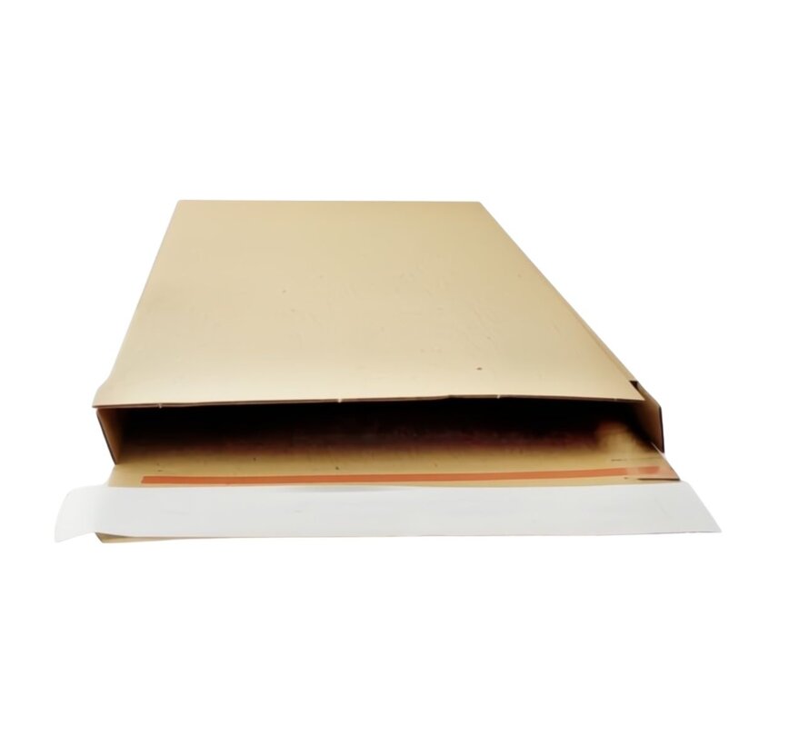 Platte verzenddoos met plakstrips - Opening korte zijde - 405 x 305 x 80 mm