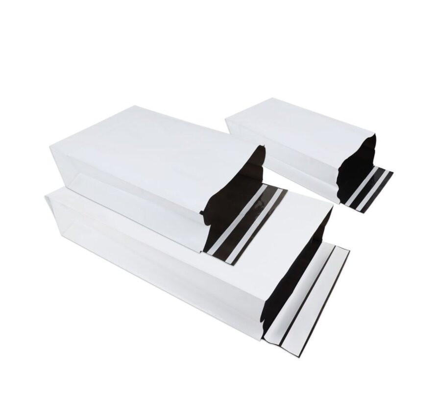 Plastic verzendzakken voor schoenendozen 30 x 47 cm + blokbodem 14 cm - Doos 125 stuks