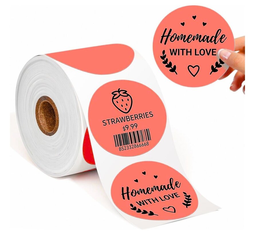 Thermische etiketten rond 50 mm - Rood, Blauw of Geel - 600 stuks per rol