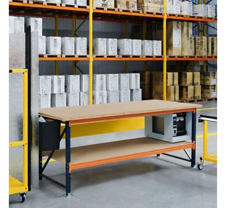 Inpaktafel magazijn - Werkbank met extra niveau - 2700 x 950 x 1000 mm