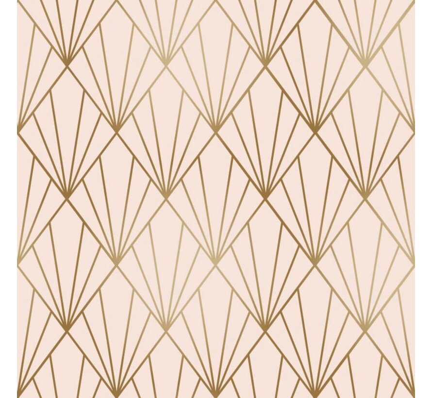 Cadeaupapier - 50cmx200m - Leafs - roze/goud