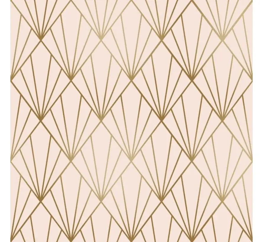 Cadeaupapier - 30cmx200m - Leafs - roze/goud
