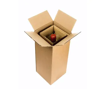 Wijn verzenddoos voor 1 fles - Inclusief inlay - 88 x 88 x 347 mm - Bundel met 20 dozen