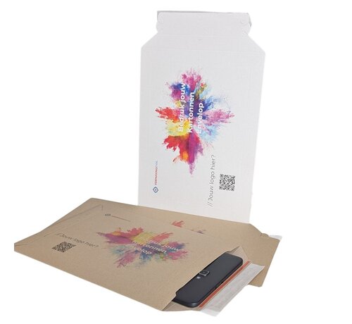 Kartonnen envelop bedrukken 250 x 353 mm - Bruin - Doos 100 stuks - B4 formaat