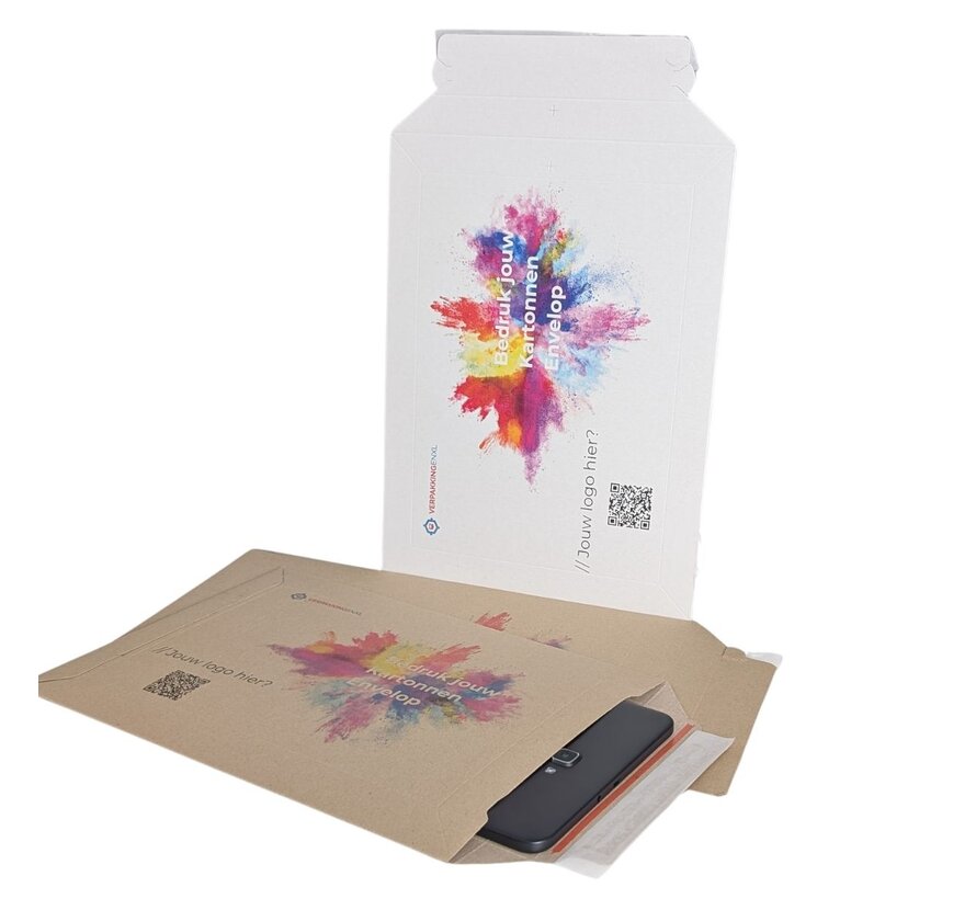 Kartonnen envelop bedrukken 250 x 353 mm - Bruin - Doos 100 stuks - B4 formaat