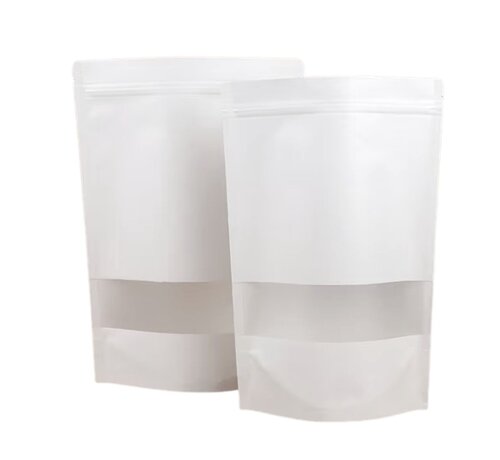 Witte stazakken met venster - 250 ml - kraft / PET / CPP - Doos 200 stuks