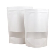 Witte stazakken met venster - 750 ml - kraft / PET / CPP - Doos 200 stuks