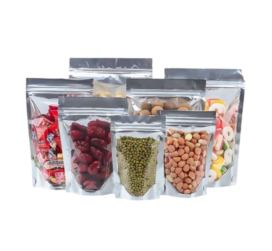 Transparante stazakken met gemetalliseerde achterzijde - 500 ml - PET / METPET / CPP - Doos 250 stuks