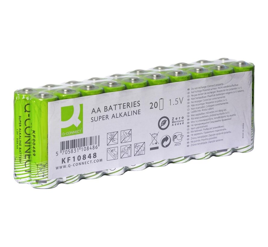 Q-CONNECT AA Batterijen Alkaline - Voordeelpak 20 Stuks