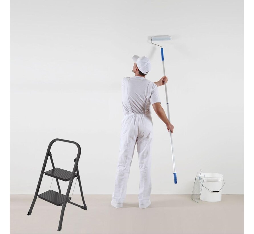 Brasq Trapladder SL200 - Zwart - 2 Treden - 150kg Draagkracht