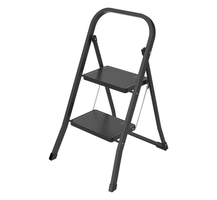 Brasq Trapladder SL200 - Zwart - 2 Treden - 150kg Draagkracht