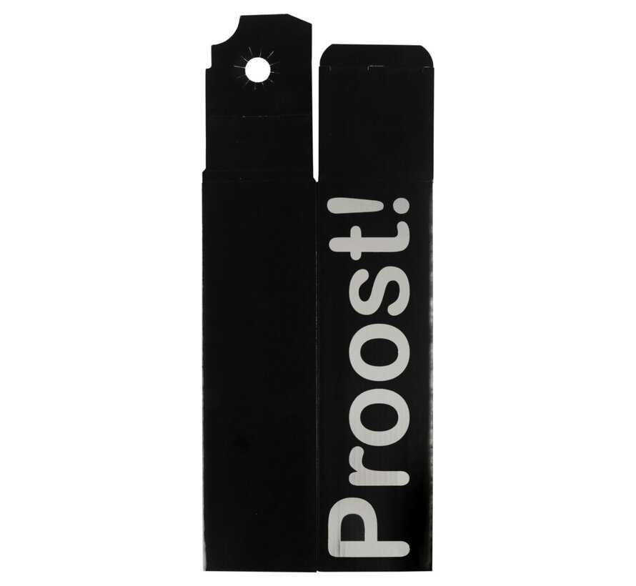 Luxe Flesdoos - Proost - 9,5 x 9,5 x 30 cm - Zwart / Zilver - Bundel met 10 dozen
