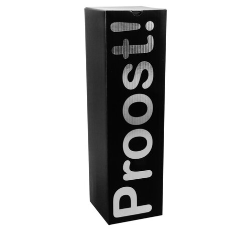 Specipack Luxe Flesdoos - Proost - 9,5 x 9,5 x 30 cm - Zwart / Zilver - Bundel met 10 dozen