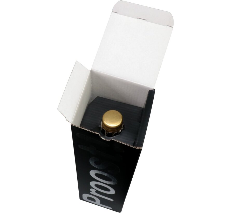 Luxe Flesdoos - Proost - 9,5 x 9,5 x 30 cm - Zwart / Zilver - Bundel met 10 dozen