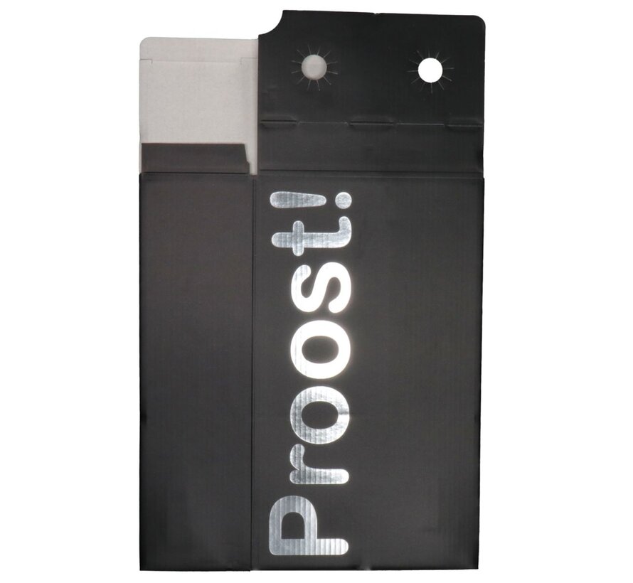 Luxe Flesdoos - 2 Flessen - Proost - 19 x 9,5 x 33 cm - Zwart / Zilver - Bundel met 10 dozen