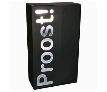 Specipack Luxe Flesdoos - 2 Flessen - Proost - 19 x 9,5 x 33 cm - Zwart / Zilver - Bundel met 10 dozen