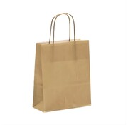 Papieren tas 18 x 8 x 22 - Bruin met gedraaid koord - Doos met 250 tasjes