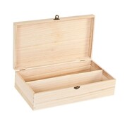 Specipack Wijnkist hout voor 2 flessen - met kliksluiting - 36 cm x 20 cm x 10 cm