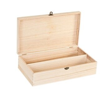 Specipack Wijnkist hout voor 2 flessen - met kliksluiting - 36 cm x 20 cm x 10 cm