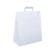 Papieren tasjes wit - 25 x 11 x 32 cm - Platte handgreep - 250 stuks
