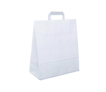 Papieren tasjes wit - 25 x 11 x 32 cm - Platte handgreep - 250 stuks