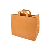 Papieren tasjes bruin - 26 x 17 x 26 cm - Platte handgreep - 250 stuks