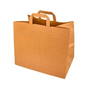 Papieren tasjes bruin - 32 x 16 x 28 cm - Platte handgreep - 250 stuks