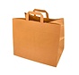 Papieren tasjes bruin - 32 x 16 x 28 cm - Platte handgreep - 250 stuks