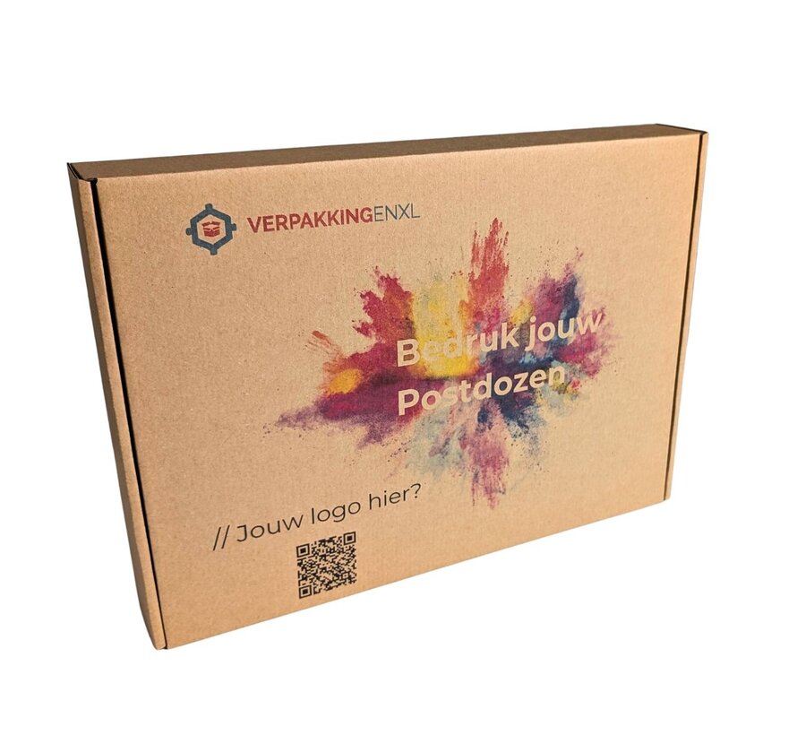 Bedrukte postdozen met plakstrip - 350 x 250 x 50 mm - Per bundel met 50 dozen
