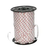 Krullint 5mm Wit met Rode Hartjes - 500 Meter