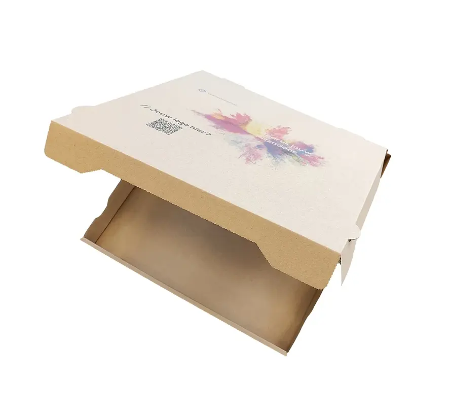 Pizzadoos golfkarton bruin bedrukt met eigen ontwerp - 40x40x4cm - Bundel met 100 stuks