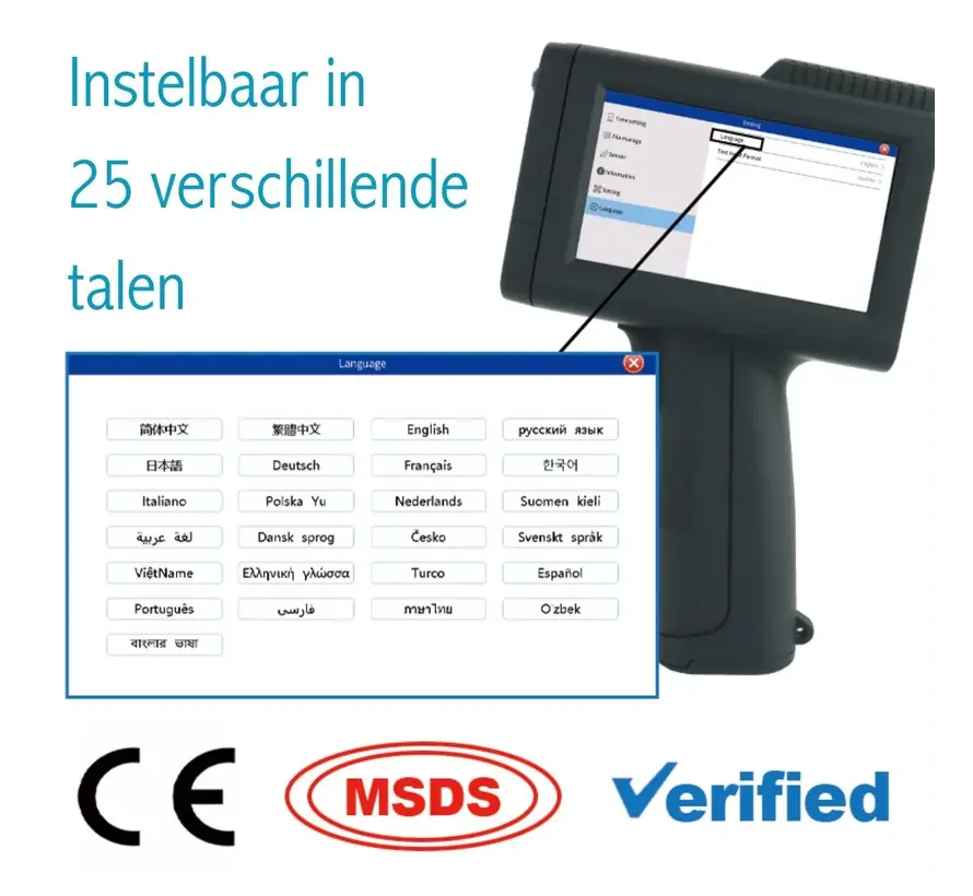 Specipack HJ-200 handheld inkjet printer - Printhoogte 25,4 mm - Compleet geleverd inclusief cartridge