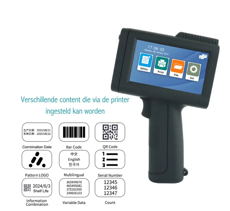 Specipack HJ-200 handheld inkjet printer - Printhoogte 25,4 mm - Compleet geleverd inclusief cartridge