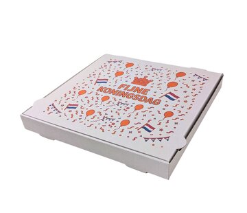 Pizzadozen Koningsdag - 33 x 33 x 4 cm - Wit - 100 stuks