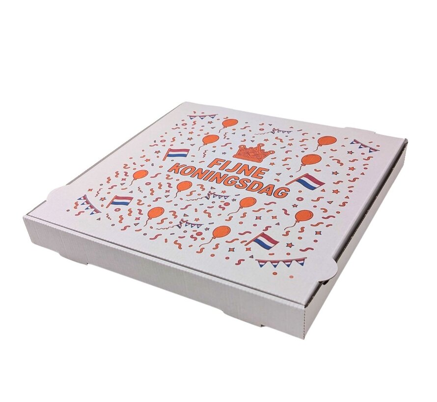 Pizzadozen Koningsdag - 33 x 33 x 4 cm - Wit - 100 stuks