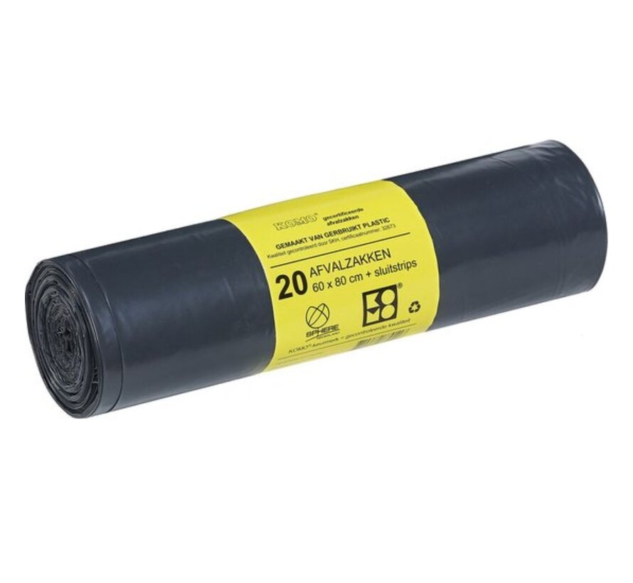 KOMO Afvalzak (huisvuilzak) 60x80cm Doos a 15x20 stuks